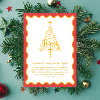 Tarjeta Festiva Jesus Script Christmas Tree Blessings
