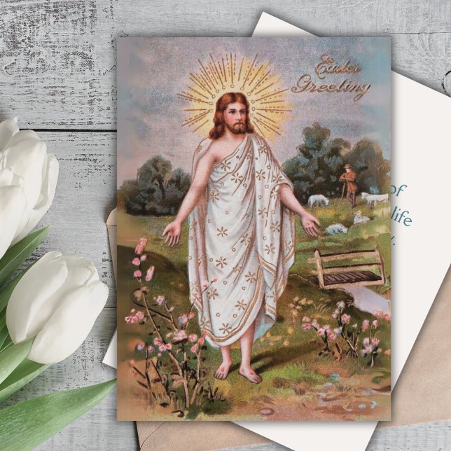 Tarjeta Festiva Jesús Se Ha Levantado La Pascua Personalizado Cris (Jesus Has Risen Vintage Christian Custom Easter Holiday Card)