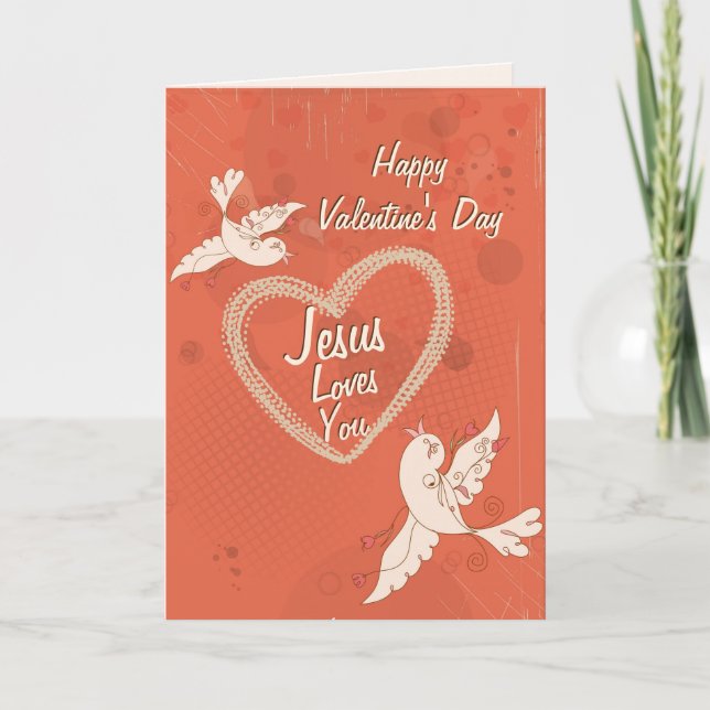 Tarjeta Festiva Jesús Te Ama John 3:16 El día de San Valentín (Anverso)