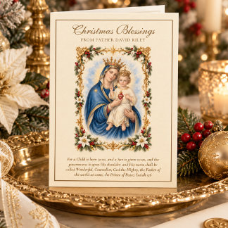 Tarjeta Festiva Jesús y Nuestra Señora del Sagrado Corazón Floral