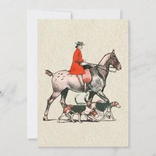 Tarjeta Festiva Jinete de caballo elegante vintage ecuestre con sa