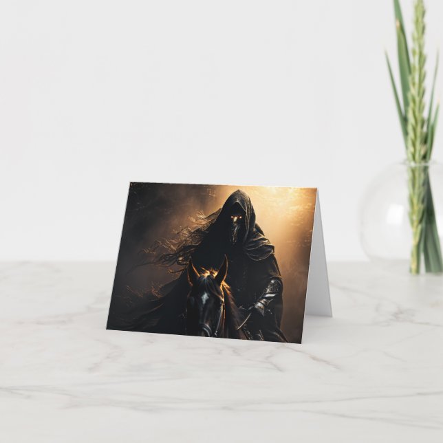 Tarjeta Festiva Jinete Negro Halloween (Anverso)