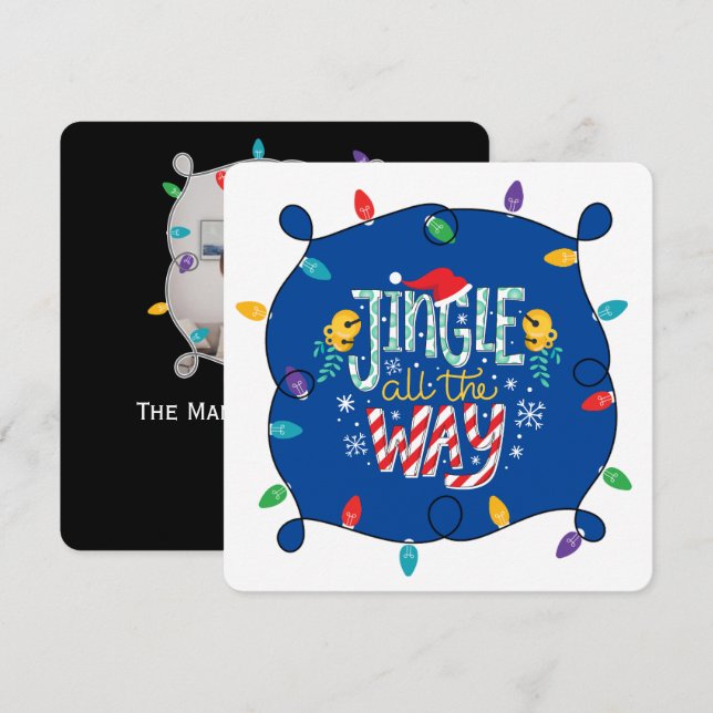 Tarjeta Festiva Jingle all the way (añade tu foto) (Anverso / Reverso)