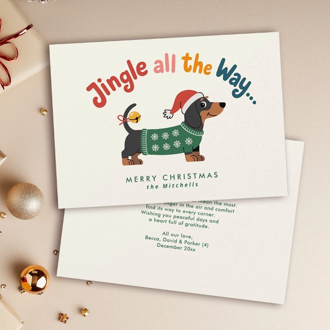 Tarjeta Festiva Jingle All the Way – Dog Sweater Funny Non Photo (Subido por el creador)