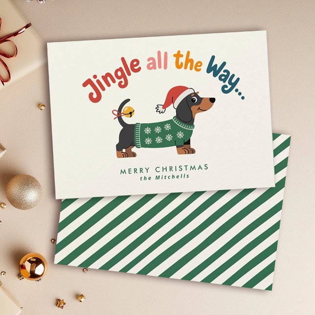 Tarjeta Festiva Jingle All the Way – Dog Sweater Funny Non Photo (Subido por el creador)