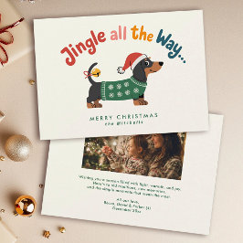 Tarjeta Festiva Jingle All the Way – Suéter de Perro Foto Familiar
