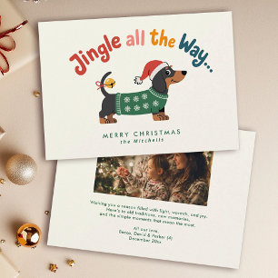 Tarjeta Festiva Jingle All the Way – Suéter de perro para foto fam