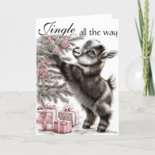 Tarjeta Festiva Jingle All Way - Navidades de cabra bebé
