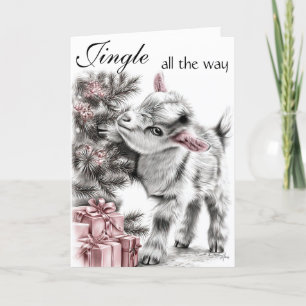 Tarjeta Festiva Jingle All Way - Navidades de cabra bebé