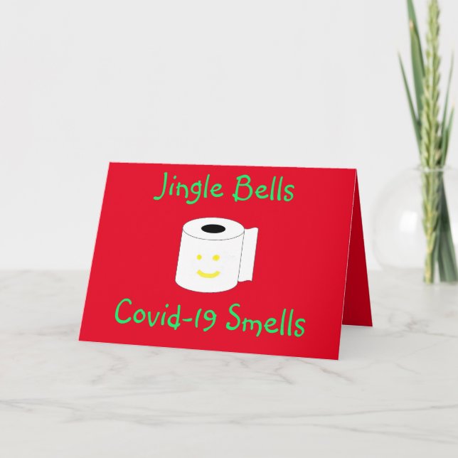 Tarjeta Festiva Jingle Bells Covid-19 huele (Anverso)