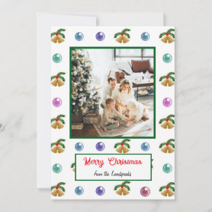 Tarjeta Festiva Jingle Bells, Marbles Navidades y foto familiar