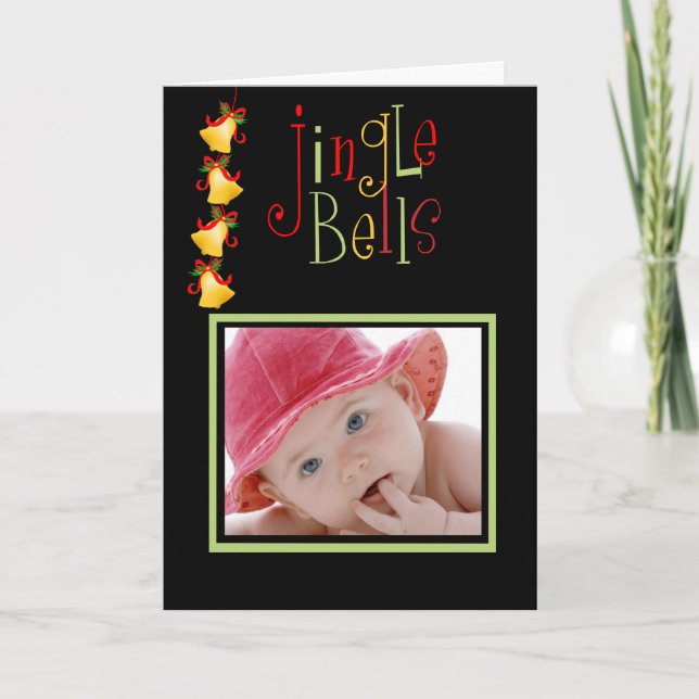 Tarjeta Festiva Jingle Bells Merry Christmas Photo Card (Anverso)
