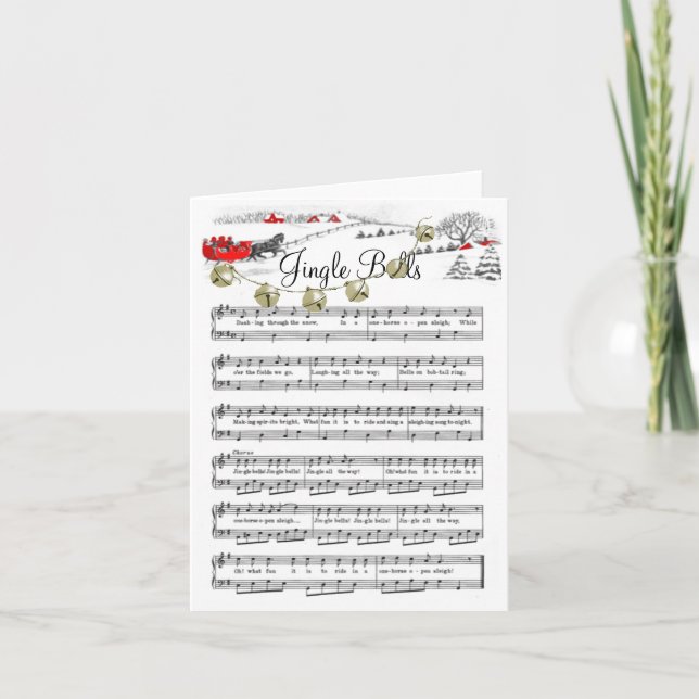 Tarjeta Festiva Jingle Bells Navidades Carol Music Holiday Horse (Anverso)
