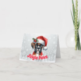Tarjeta Festiva Jingle Paws y Boxer Dog Joy