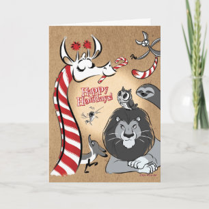 Tarjeta Festiva JIRAFA DE BASTÓN DE CARAMELO & AMIGOS (mate) Jeff