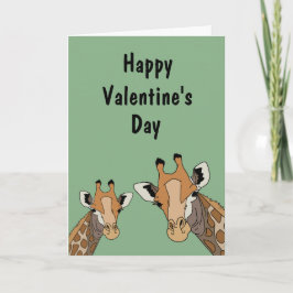 Tarjeta Festiva Jirafa Divertida Verde Día de San Valentín