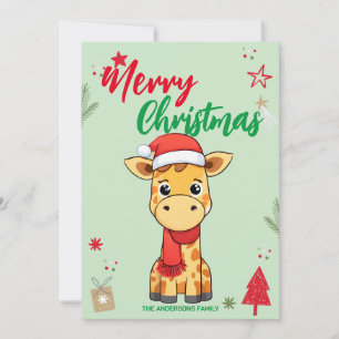 Tarjeta Festiva Jirafa linda santa nombre de familia vacaciones de