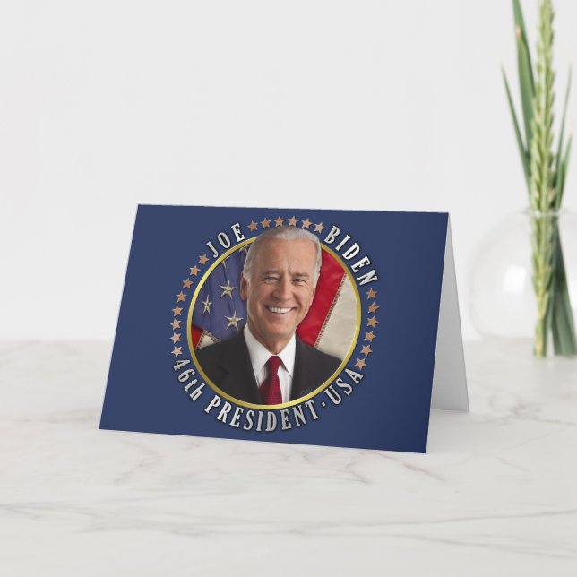 Tarjeta Festiva Joe Biden 46º presidente EE.UU. Foto conmemorativa (Anverso)