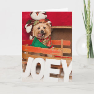 Tarjeta Festiva Joey que se prepara para ayudar a Santa