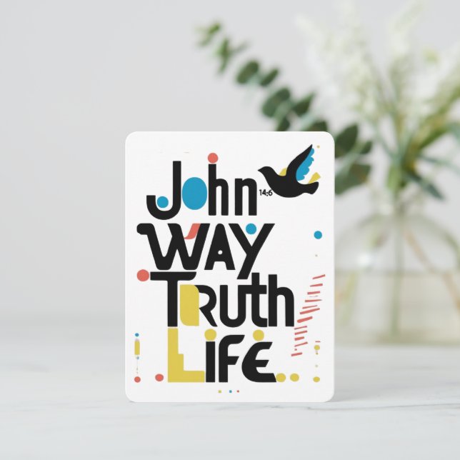 Tarjeta Festiva John 14:6 Way Truth Life Resumen (Anverso de pie)