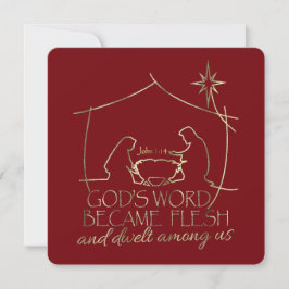 Tarjeta Festiva John 1:14 Navidades Natividad Escritura Religiosa