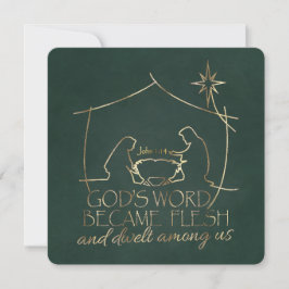 Tarjeta Festiva John 1:14 Navidades Natividad Escritura Religiosa
