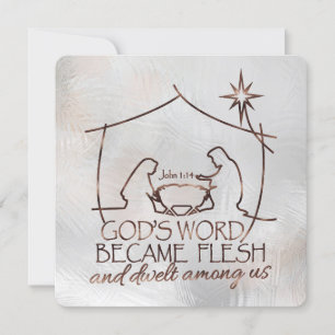 Tarjeta Festiva John 1:14 Navidades Natividad Escritura Religiosa