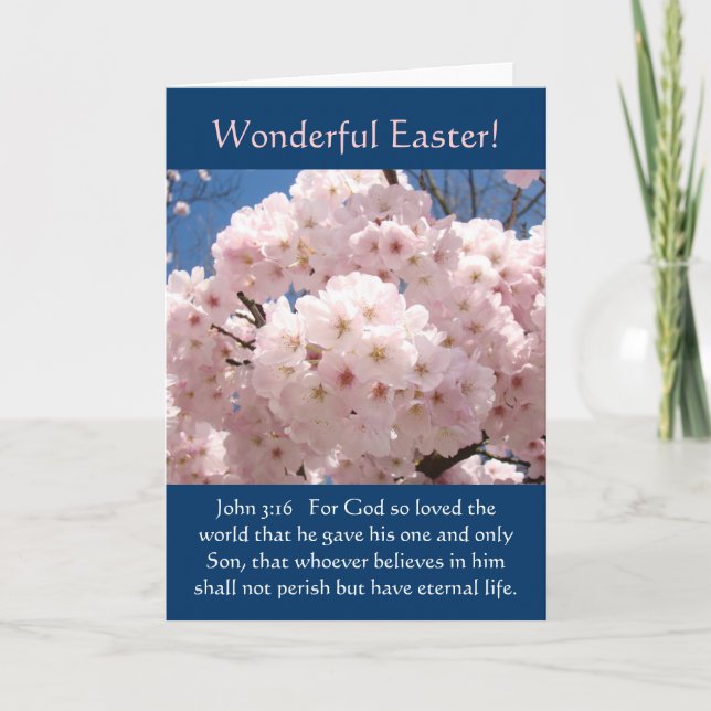 Tarjeta Festiva John 3:16 cards Wonderful Easter! Card Blossoms (Anverso)