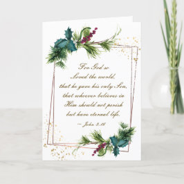 Tarjeta Festiva John 3:16 Dios amó a los Navidades del mundo