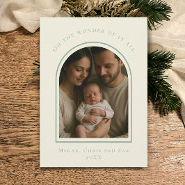 Tarjeta Festiva John 3:16 Modern Sage Elegant Arch Christmas Photo
