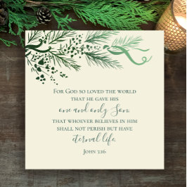 Tarjeta Festiva John 3:16 Navidades cristianos modernos personaliz
