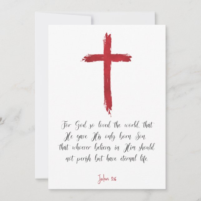 Tarjeta Festiva John 3:16 "Por Dios amó tanto el mundo...". (Anverso)