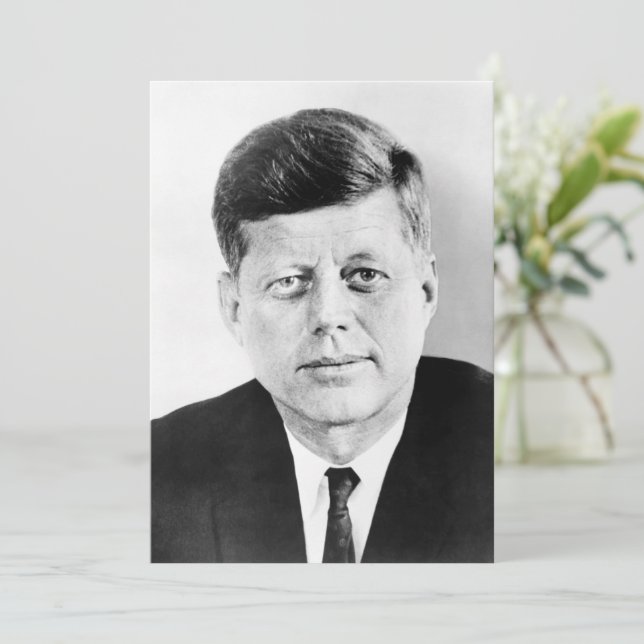 Tarjeta Festiva John Jack Kennedy Casa Blanca Presidencial de EE. (Anverso de pie)