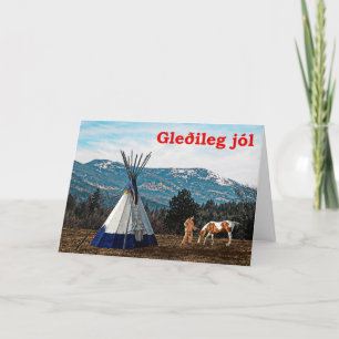 Tarjeta Festiva Jól de Gleðileg - campo del invierno