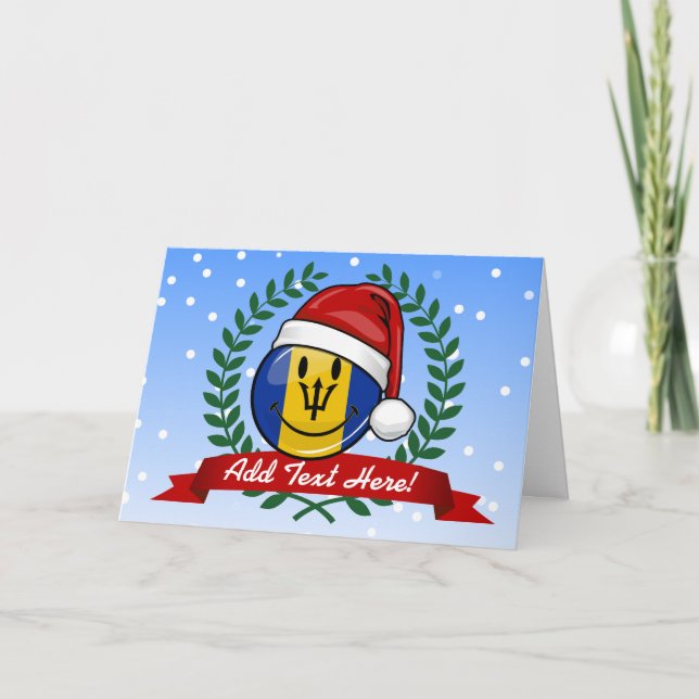 Tarjeta Festiva Jolly Barbados Flag Style (Anverso)