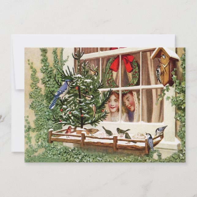 Tarjeta Festiva Jolly Birds Christmas Holiday Card (Anverso)