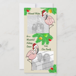 Tarjeta Festiva Jolly Flamingos/ Photo greeting card