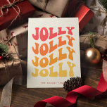 Tarjeta Festiva Jolly Groovy Wavy Colorful Navidades<br><div class="desc">Tarjeta de Navidades Jolly Jolly Jolly: un diseño retro,  con una tipografía de época ondulada y una paleta colorida.</div>