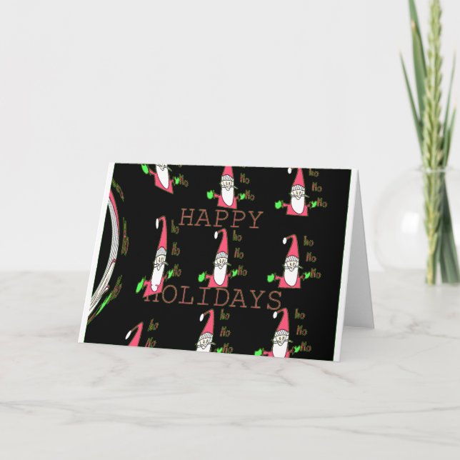 Tarjeta Festiva Jolly Mouse Santa: Un Ilustracion divertido de vac (Anverso)