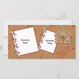 Tarjeta Festiva Jolly Navidades - Casa de Gingerbread