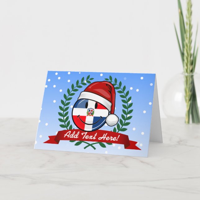 Tarjeta Festiva Jolly Navidades de Bandera de República Dominicana (Anverso)