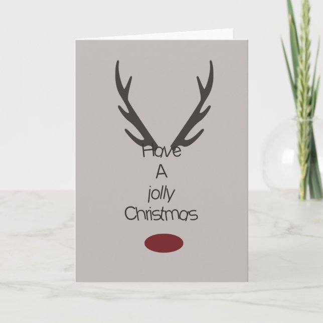 Tarjeta Festiva Jolly Navidades Reindeer Antlers (Anverso)