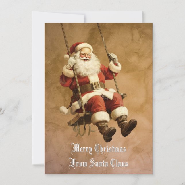 Tarjeta Festiva Jolly Playful Navidades Santa Clause Swing 11 (Anverso)