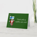 Tarjeta Festiva Jolly Santa Claus Con Bandera De Finlandia<br><div class="desc">se puede cambiar el color de fondo: ¡personalizar Hyvää joulua ja onnellista uutta vuotta!  ¡Feliz Navidad y un feliz año nuevo!
 padre navidad visitando Suomi ,  el país nórdico situado en la región fennoscánica del norte de Europa.</div>