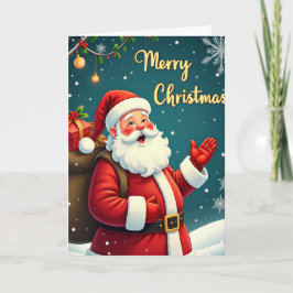 Tarjeta Festiva Jolly Santa Claus Merry Christmas Greeting Card