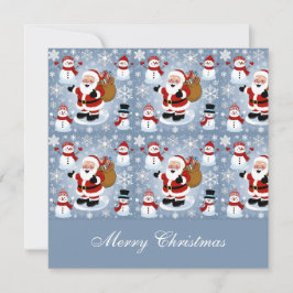 Tarjeta Festiva Jolly Santa Claus y Navidades de Snowmen