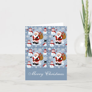 Tarjeta Festiva Jolly Santa Claus y Navidades de Snowmen
