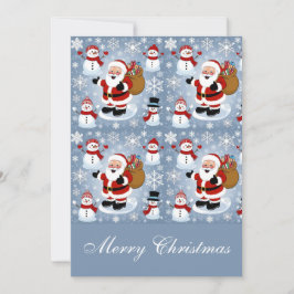 Tarjeta Festiva Jolly Santa Claus y Navidades de Snowmen