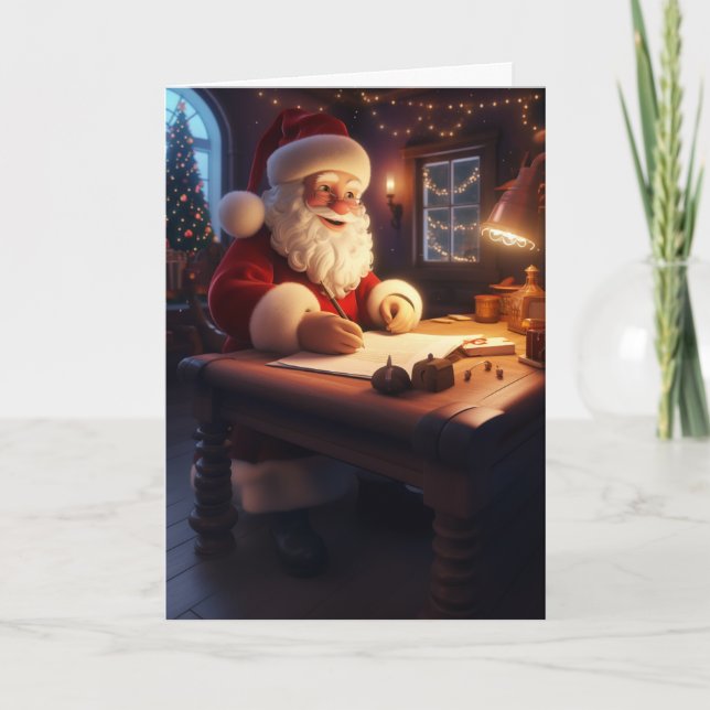 Tarjeta Festiva Jolly Santa con Navidades de magia Snowy (Anverso)