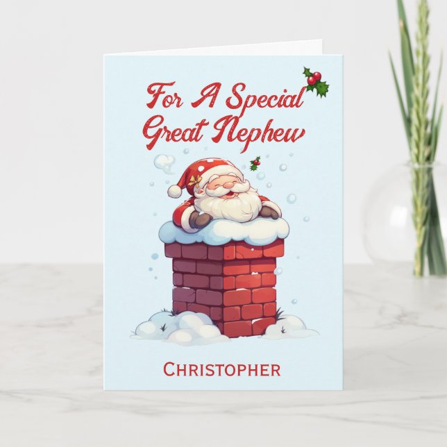 Tarjeta Festiva Jolly Santa en Chimney Grandes Navidades (Anverso)